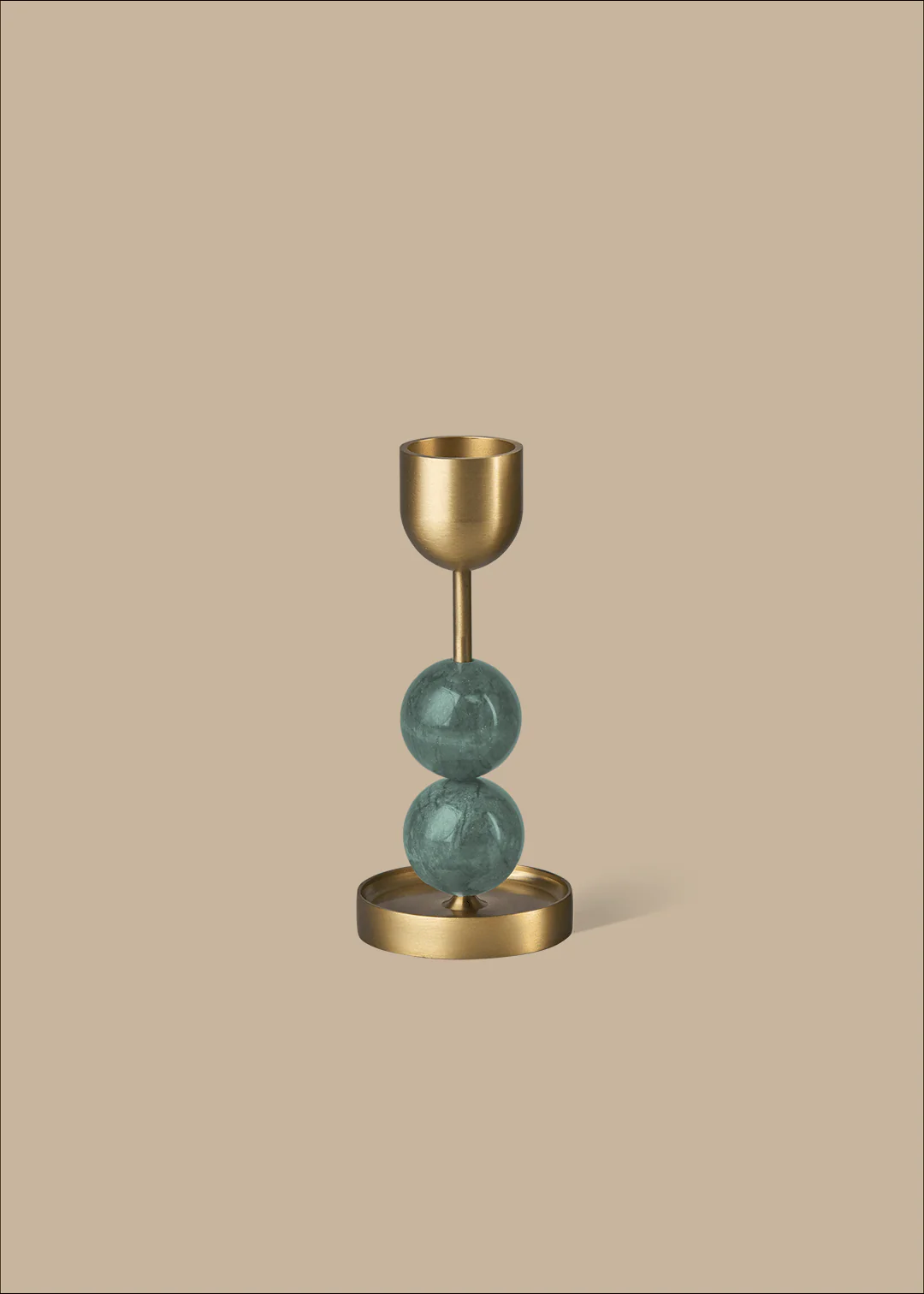 Beaded Fountain Brass Candle Holder - Green Large - Image 5