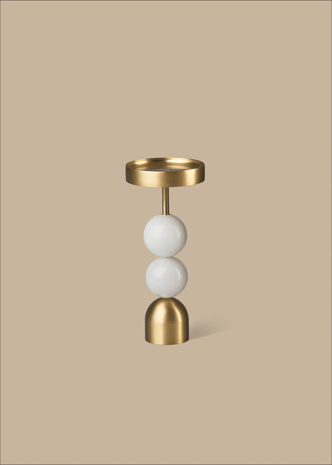Beaded Fountain Brass Candle Holder - White Large - Image 5