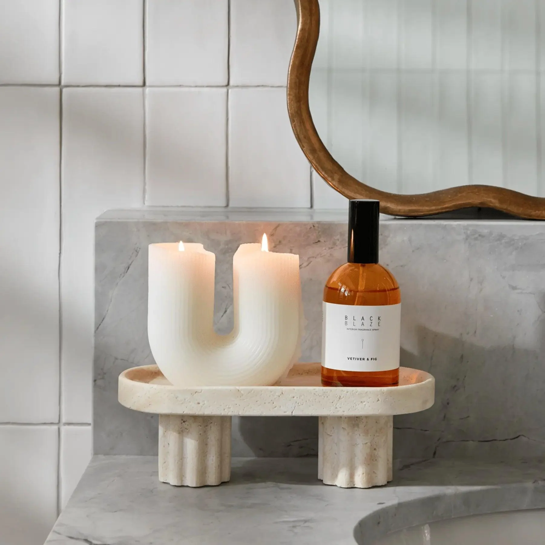 Column Tray -  Oval / Travertine - Image 3