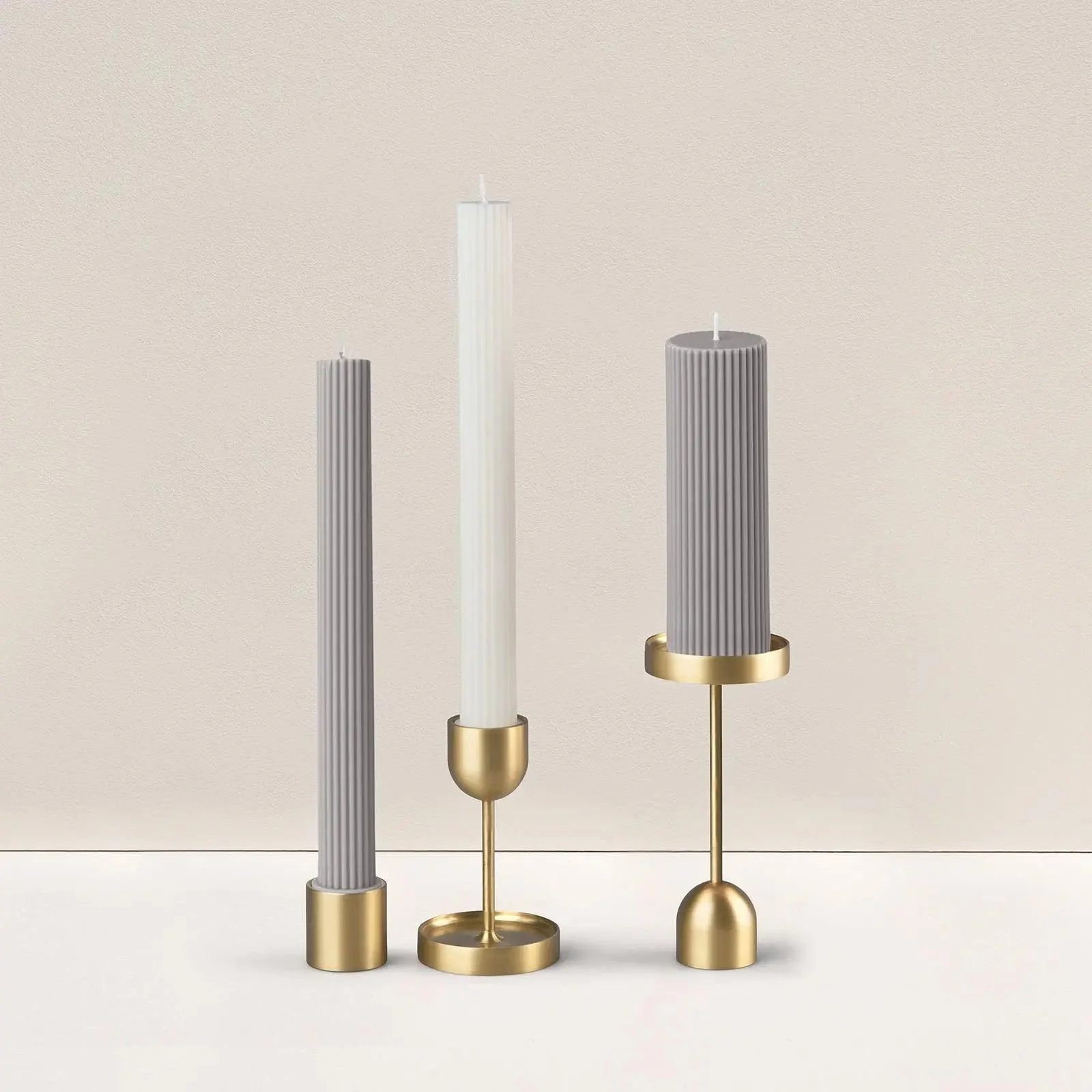 Wide Column Pillar Candle - Grey - Image 3